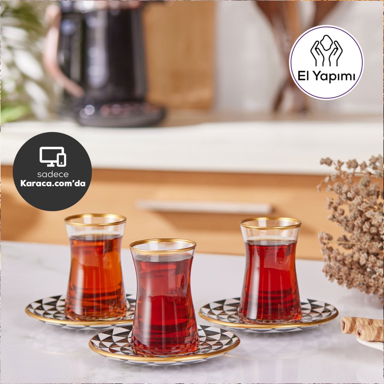 Karaca Black Gold 6lı Çay Seti