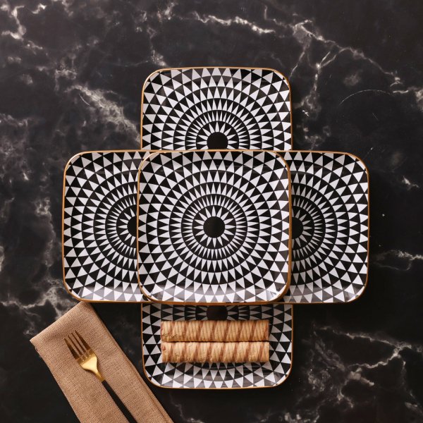 Karaca Black Gold 6lı Kare Cam Pasta Takımı