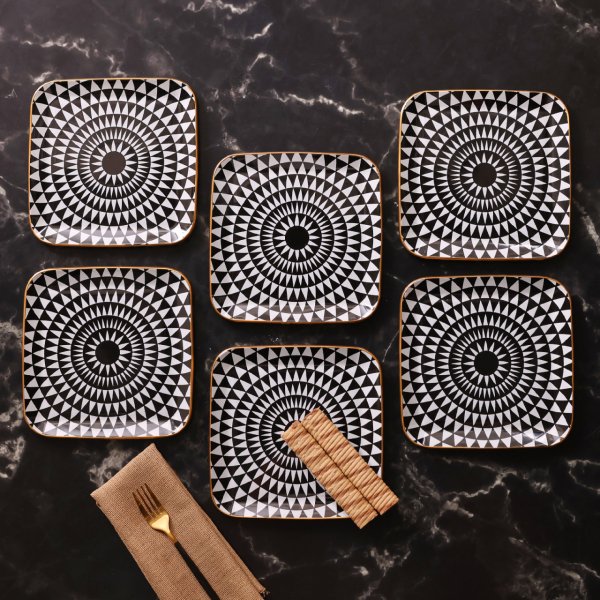 Karaca Black Gold 6lı Kare Cam Pasta Takımı