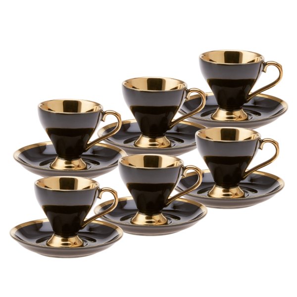 Emsan Luxury Siyah 6 Kişilik Kahve Fincan Takımı 90 ml