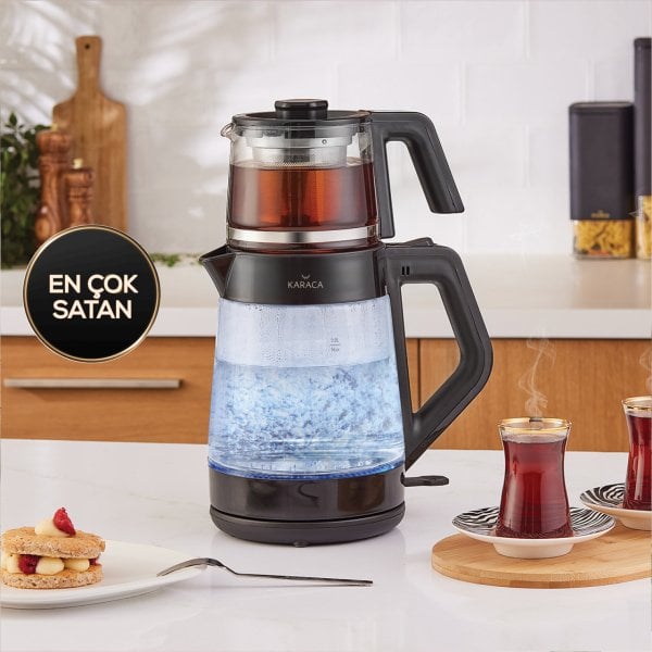 Karaca Black Cam Led Işıklı Çay Makinesi