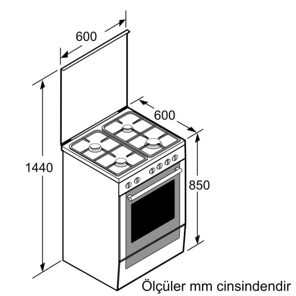 Profilo FRTS113DIL Gazlı/Elektrikli Solo Fırın İnox