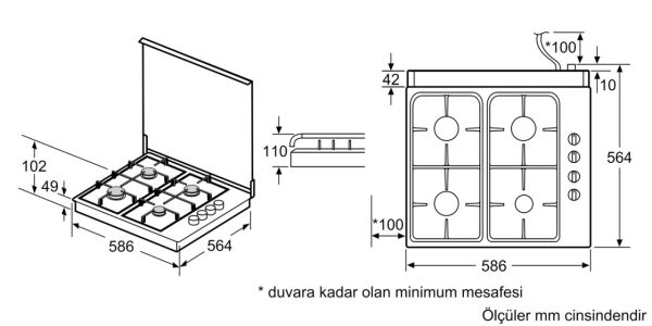 Profilo OB30P5B80D Set Üstü Gazlı Ocak 60 cm Paslanmaz çelik