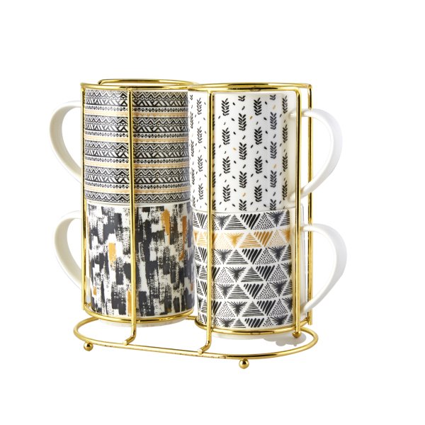 Karaca Nigrum 5 Parça Standlı Porselen Kupa/Mug Seti