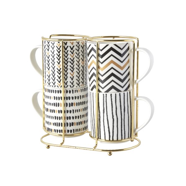 Karaca Nomar 5 Parça Standlı Porselen Kupa/Mug Seti
