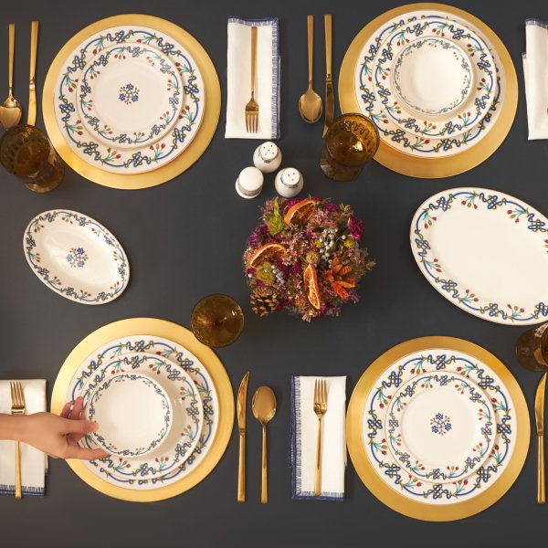 Karaca Düğüm Gold 56 Parça 12 Kişilik Yemek Takımı