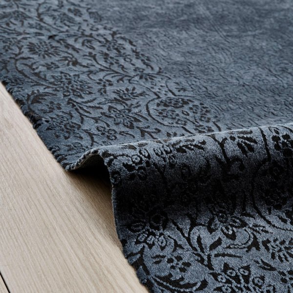 Kaşmir Halı Viskon Premium Damask Antrasit 80x300 cm Halı