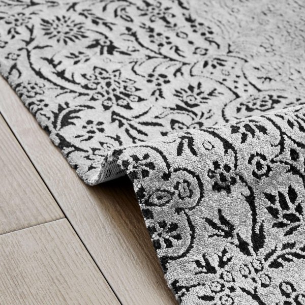 Kaşmir Halı Viskon Premium Damask Gri 200x290 cm