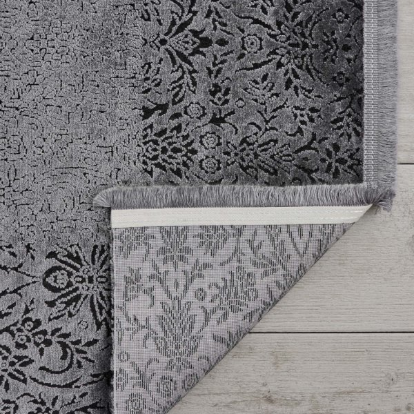 Kaşmir Halı Viskon Premium Damask Gri 200x290 cm