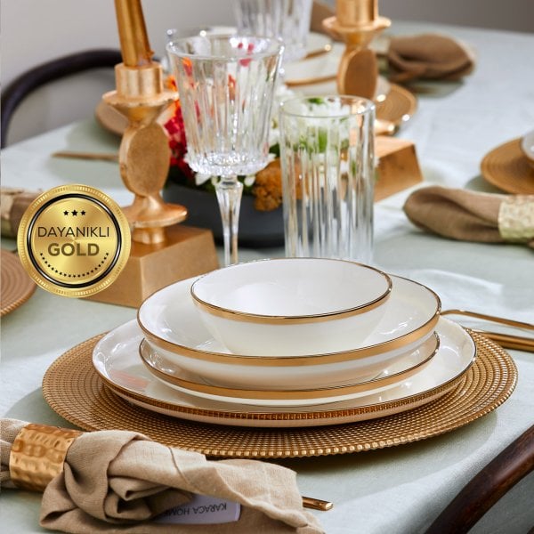 Karaca Streamline Eclipse Gold 57 Parça 12 Kişilik Porselen Yemek Takımı