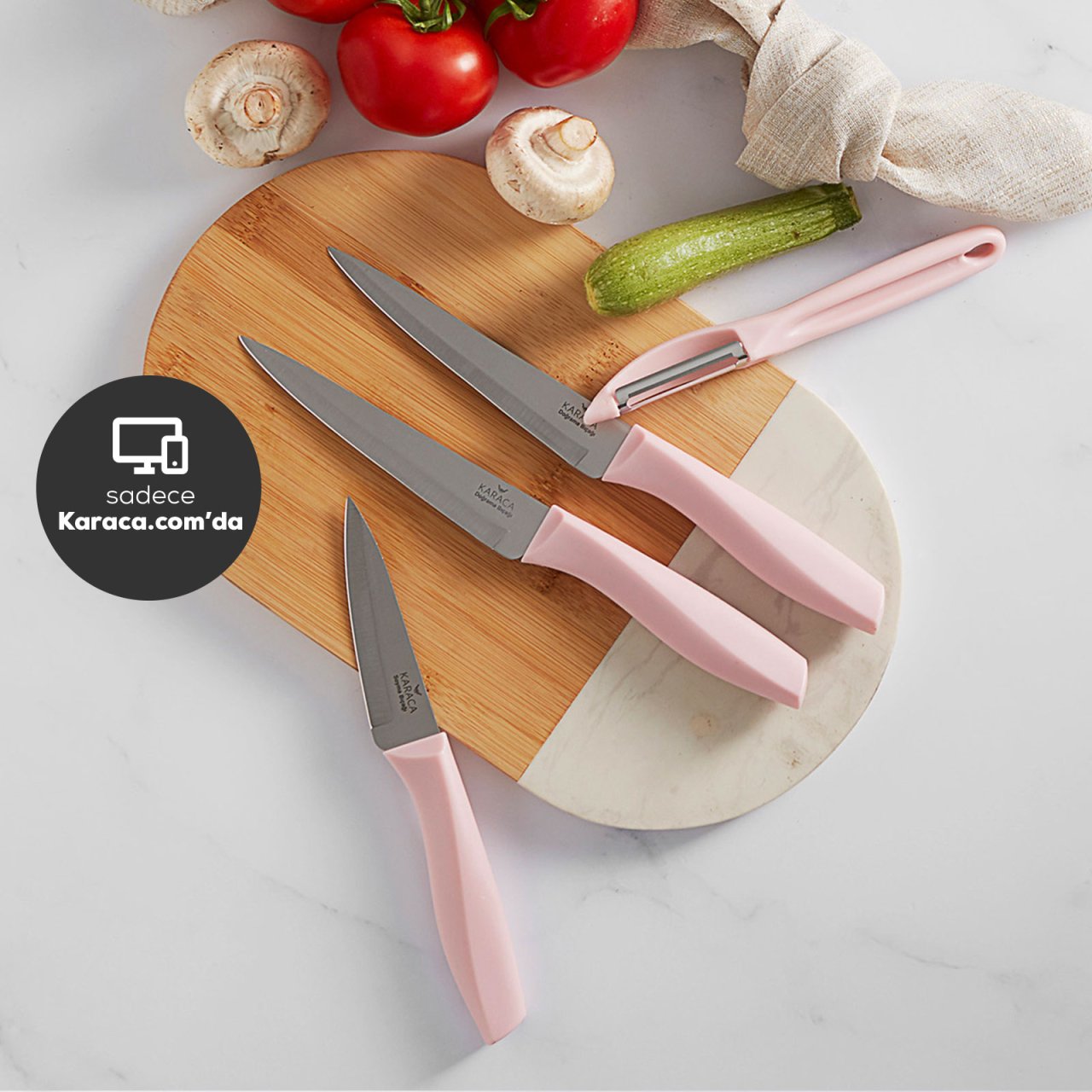 Karaca Peel Pink 4 Parça Bıçak Seti
