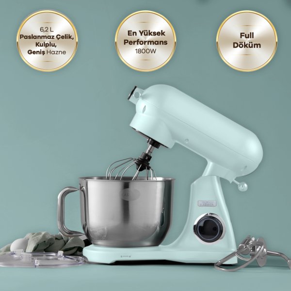 Karaca Powercast Chef Döküm Stand Mikser Green Mutfak Şefi 1800W 6,2 Lt