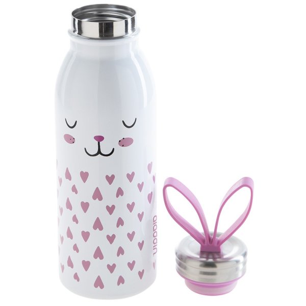 Aladdin Zoo Water Paslanmaz Çelik Pembe/Beyaz Soğuk Su El Termosu 0,43 Lt