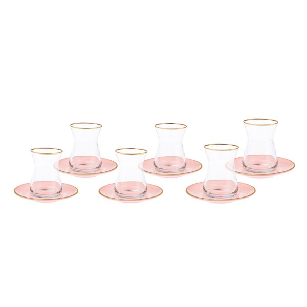 Karaca Retro 12 Parça 6 Kişilik Pembe Çay Seti