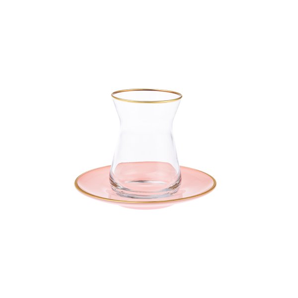 Karaca Retro 12 Parça 6 Kişilik Pembe Çay Seti