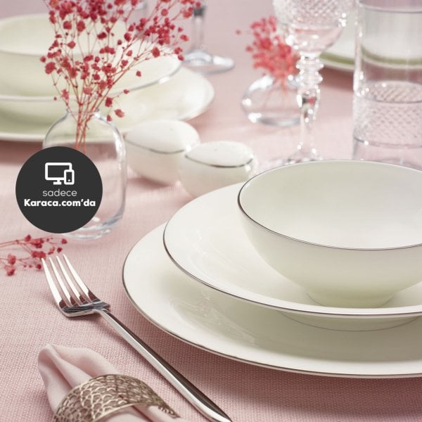 Karaca Fine Pearl Extra Argento 62 Parça 12 Kişilik Yemek Takımı