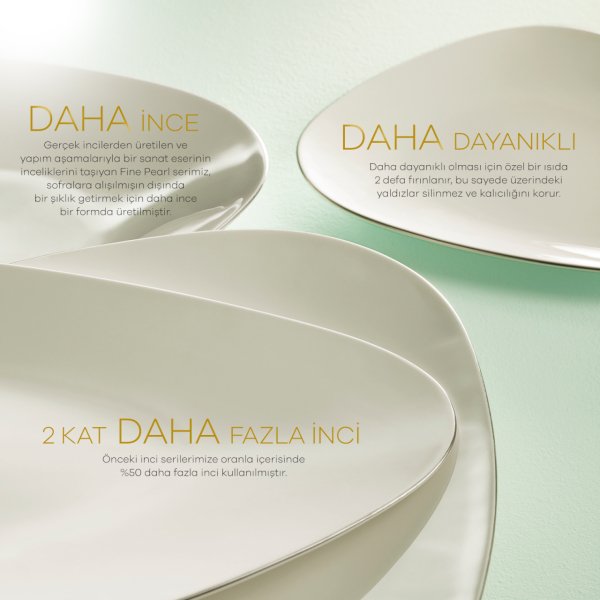 Karaca Fine Pearl Extra Quartz Gold 62 Parça 12 Kişilik İnci Yemek Takımı
