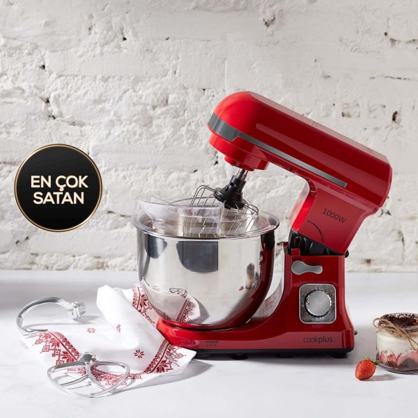 Cookplus Quick Chef 1001 Stand Mikser Red Mutfak Şefi 1000W 5 Lt