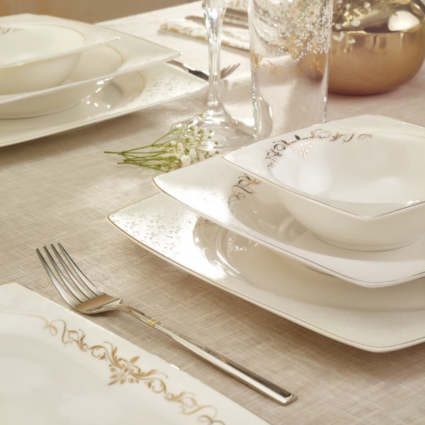 Emsan Fine Bone Lorella Gold 61 Parça 12 Kişilik Yemek Takımı