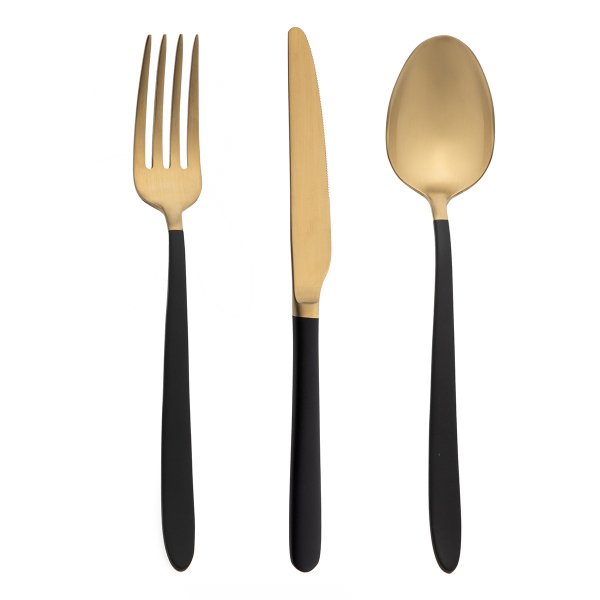 Jumbo 9400 18 Parça 6 Kişilik Titanyum Black Gold Çatal Kaşık Bıçak Seti