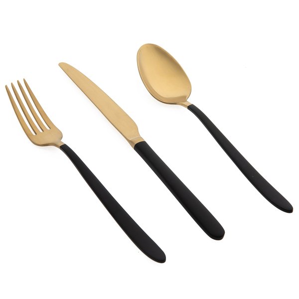 Jumbo 9400 18 Parça 6 Kişilik Titanyum Black Gold Çatal Kaşık Bıçak Seti