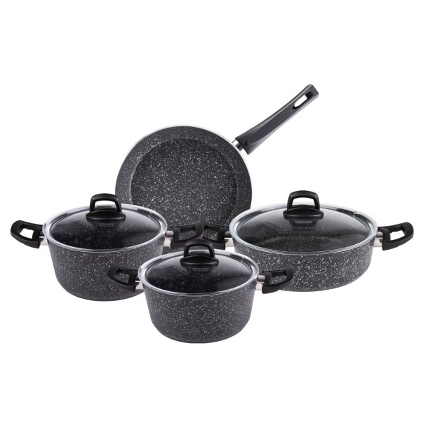 Emsan Arven 7 Parça Black Granit Tencere Set