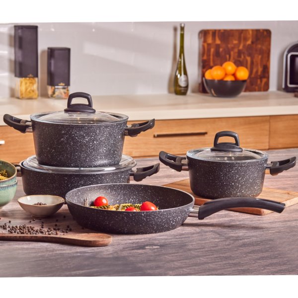 Emsan Arven 7 Parça Black Granit Tencere Set