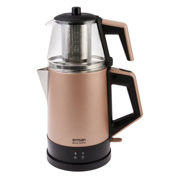 Emsan Bella Gusto Çay Makinesi Cam Golden Pink