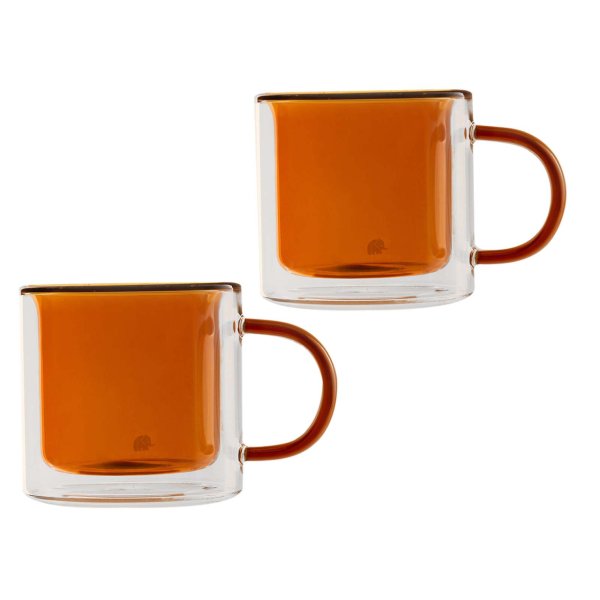 Jumbo Glory Double Wall Çift Cidarlı 2\'li Kupa Seti Amber