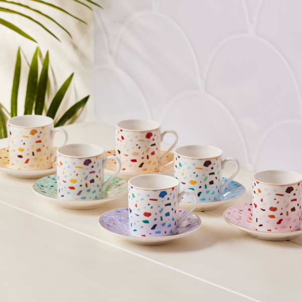 Karaca Terrazzo 6 Kişilik Kahve Fincan Takımı 80 ml