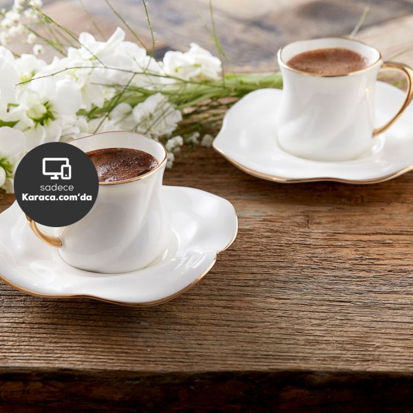 Karaca Tev Beyaz 2 Kişilik Kahve Fincan Takımı Kutulu 90 ml