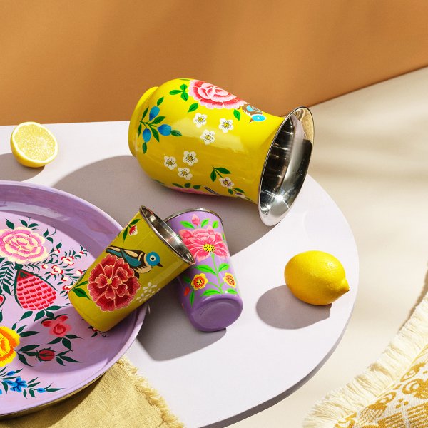3rd Culture Kuşlu Sarı Sürahi