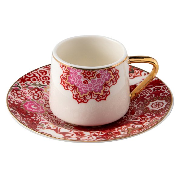 Jumbo Red Lace 2\'li Kahve Fincanı