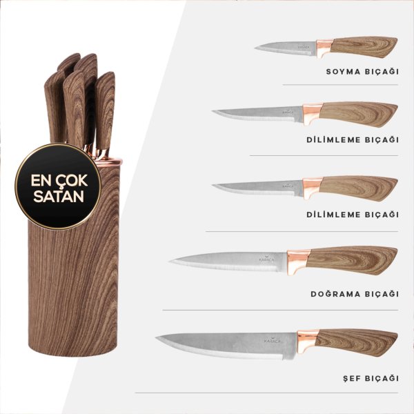 Karaca Wave Brown 6 Parça Bıçak Seti