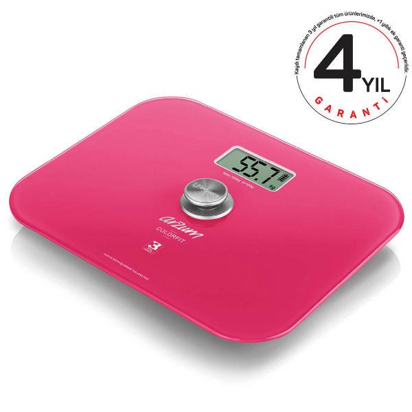 AR5034 Colorfit Çevre Dostu Cam Banyo Baskülü - Pembe