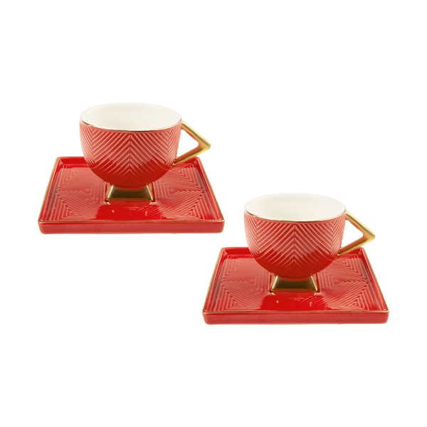 Karaca Art Deco Kırmızı 2 Kişilik Kahve Fincanı Takımı 90 ml
