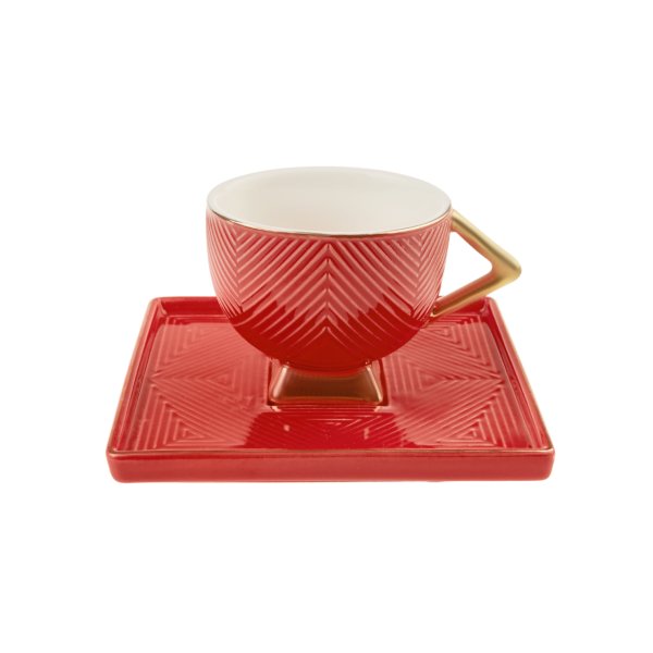Karaca Art Deco Kırmızı 2 Kişilik Kahve Fincanı Takımı 90 ml