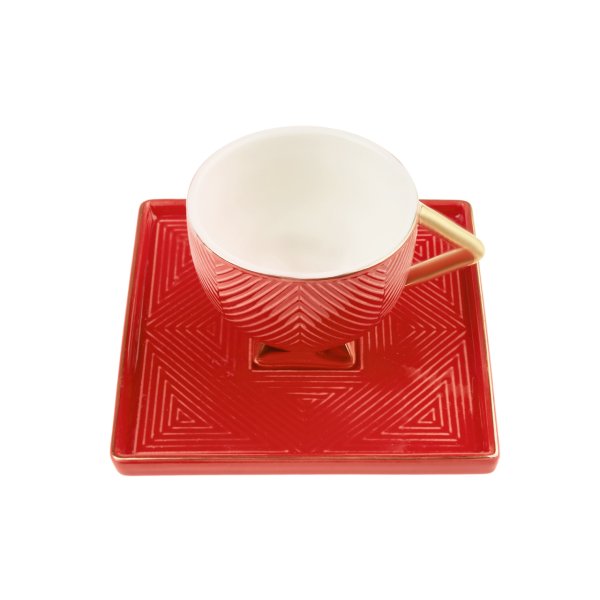 Karaca Art Deco Kırmızı 2 Kişilik Kahve Fincanı Takımı 90 ml