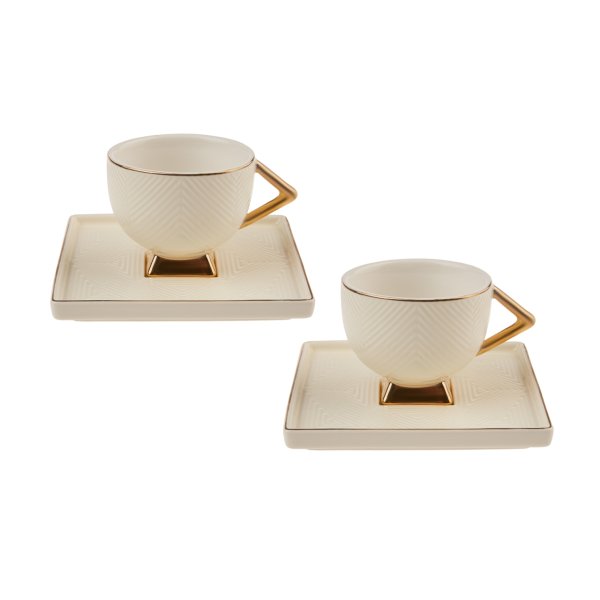 Karaca Art Deco Krem 2 Kişilik Kahve Fincanı Takımı 90 ml