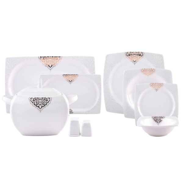 Emsan Fine Bone Fiore Gold 61 Parça 12 Kişilik Yemek Takımı