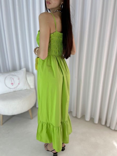 Kadın Bonny Gipeli Askılı Maxi Elbise Yeşil