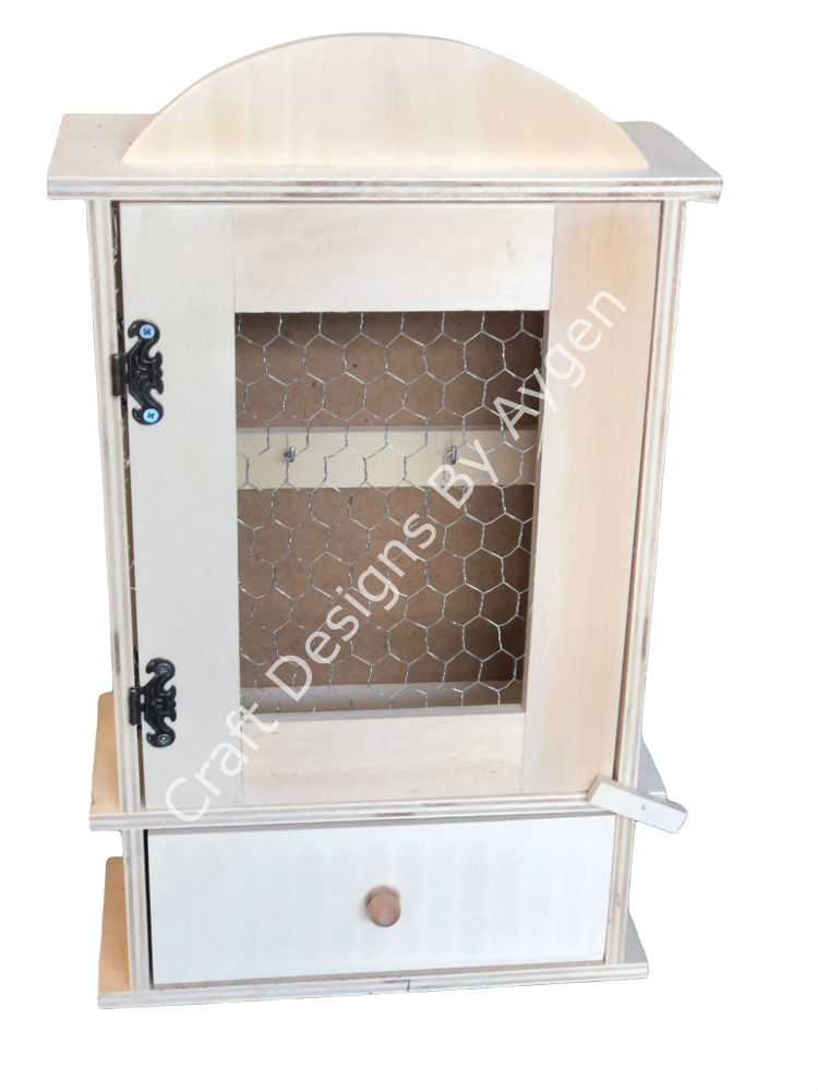 KÜÇÜK ÇEKMECELİ TELLİ MASİF DOLAP 42*24CM