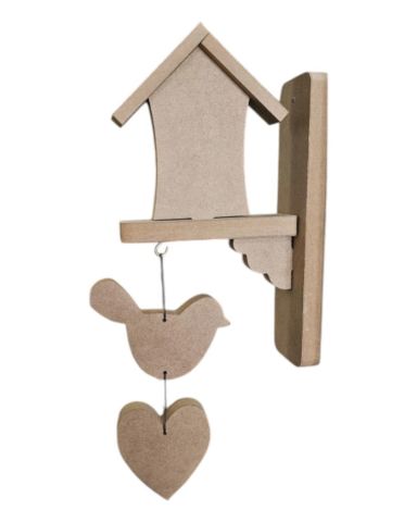 EV DUVAR SÜSÜ KUŞLU KALPLİ 23,5 x 16 cm