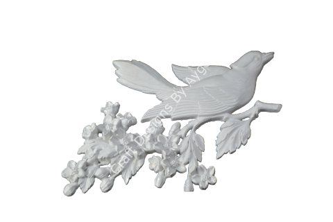 ÇİÇEKLİ DALDAKİ KUŞ 37X23 CM