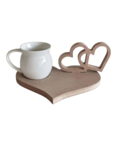 ÇİFT KALPLİ KAHVE SUNUMLUK 18 x 13,5 cm