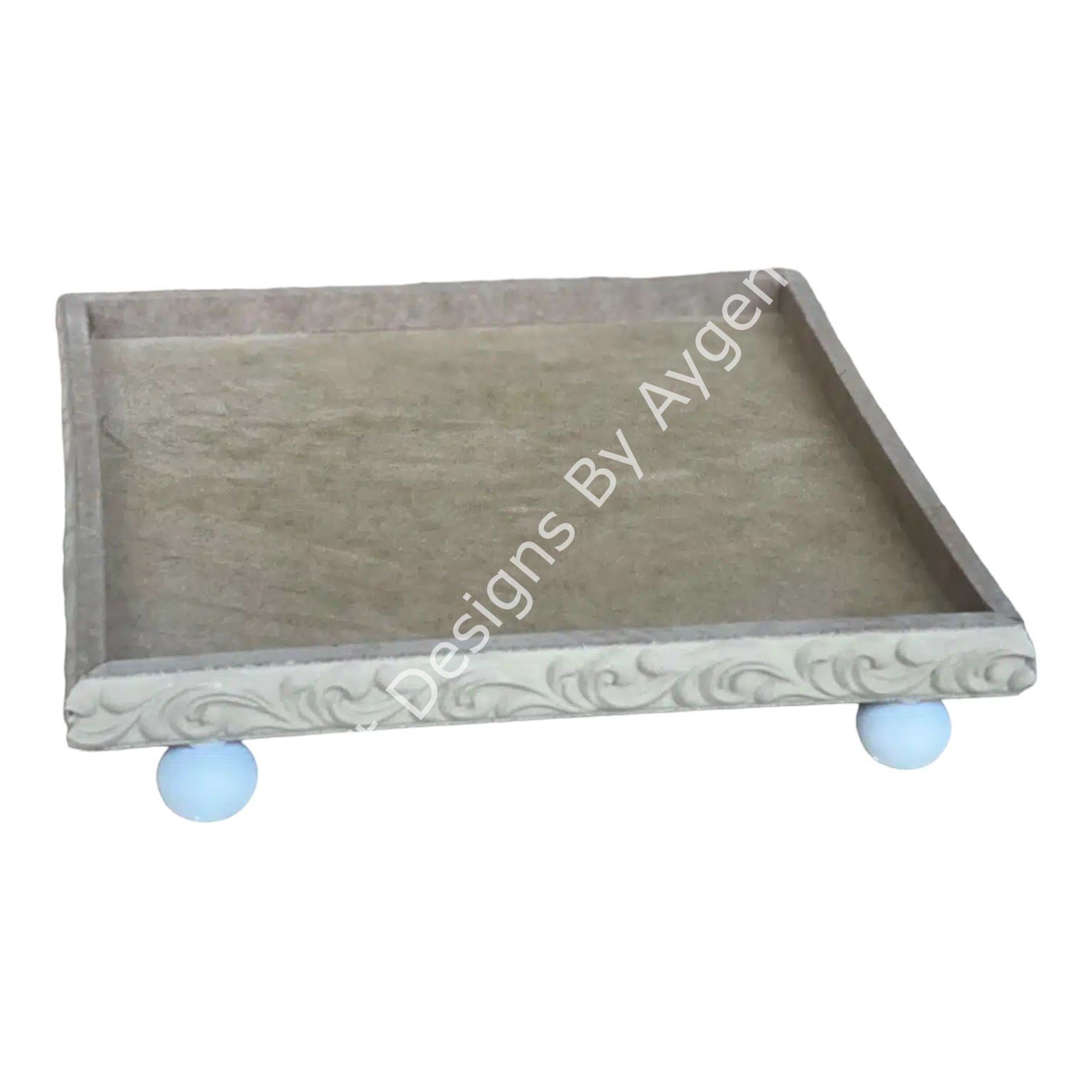 APLİKLİ BÜYÜK KARE TEPSİ - 32x32x4 CM