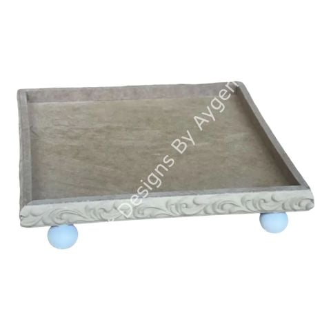 APLİKLİ BÜYÜK KARE TEPSİ - 32x32x4 CM