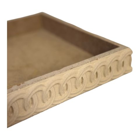 Boyanabilir Ahşap Ham Objeler -OYMALI DERİN KÜÇÜK KARE TEPSİ - 27x27x3,5 CM