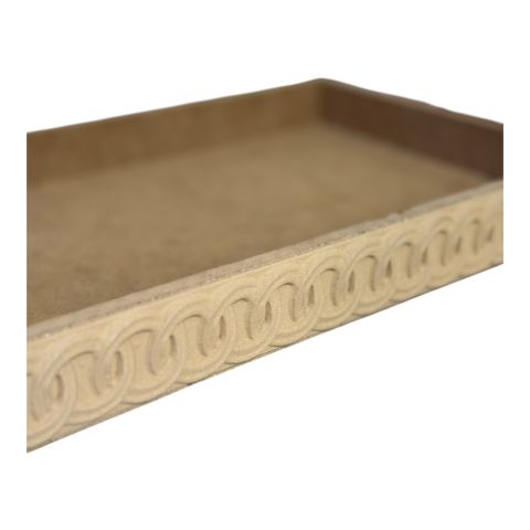 Boyanabilir Ahşap Ham Objeler -OYMALI DERİN KÜÇÜK KARE TEPSİ - 27x27x3,5 CM