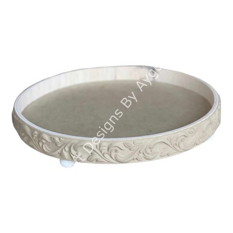 APLİKLİ MASİF YUVARLAK TEPSİ